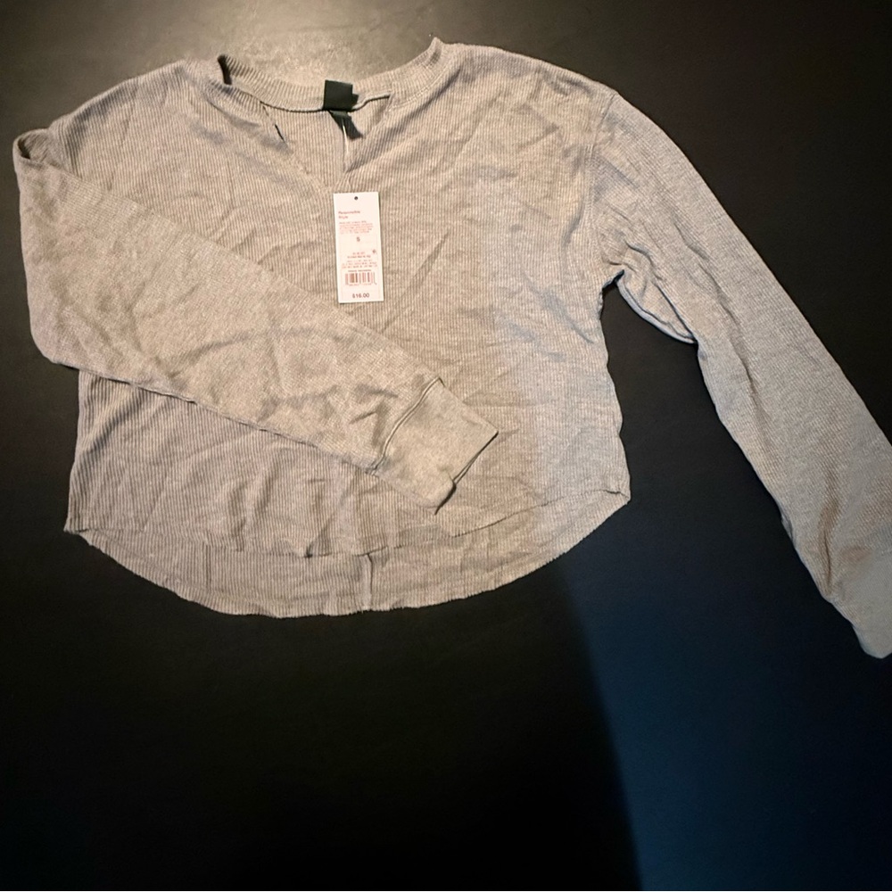 Wild Fable Gray Long Sleeve Crop Top